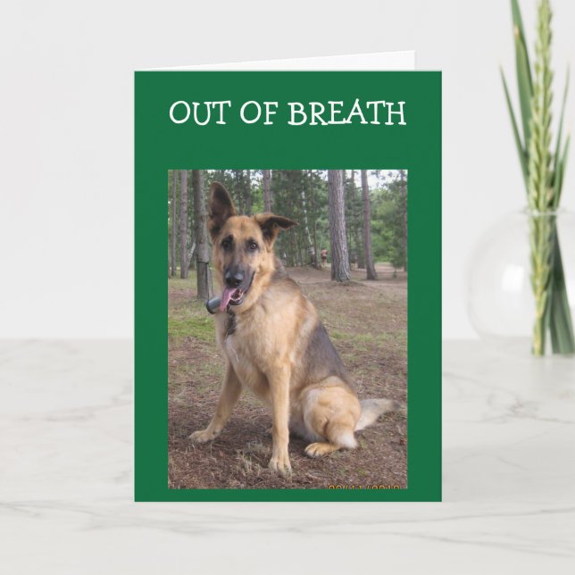 OUT OF BREATH=40. BIRTHDAY SPASS KARTE (Vorderseite)