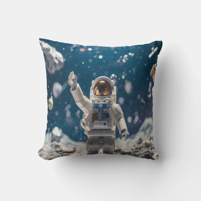 Out of This World Astronaut in Space Throw Pillow Kissen (Vorderseite)