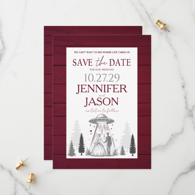 Out of this World Save The Date (Vorderseite/Rückseite Beispiel)