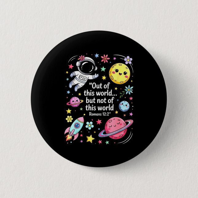 Out Of This World Spaceship Planet Galaxy Christia Button (Vorderseite)