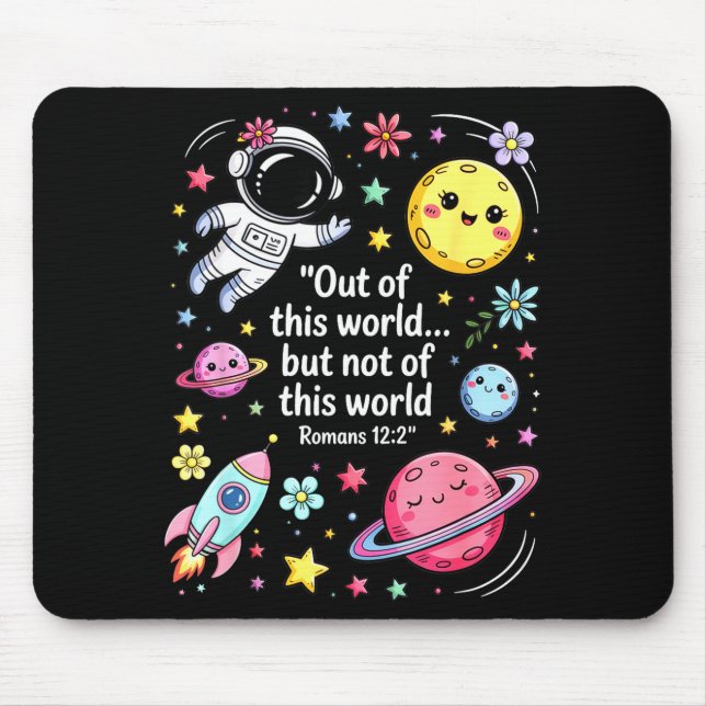 Out Of This World Spaceship Planet Galaxy Christia Mousepad (Vorne)