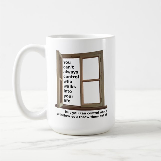 Out of Window Funny Mug Kaffeetasse (Links)