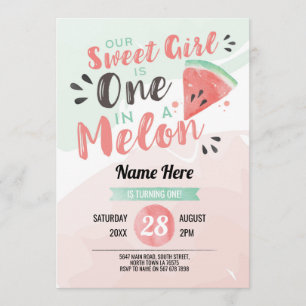 Out Sweet Girl One 1. Melon Erster Geburtstag Einl Einladung