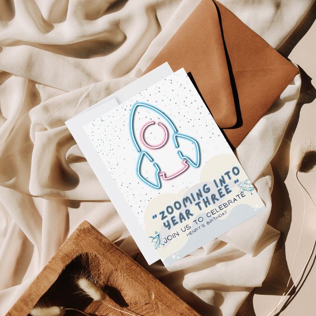 Out to space Birthday party invitation Card (Von Creator hochgeladen)