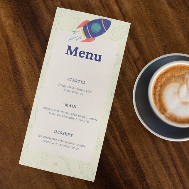 Out to space Birthday Party Menükarte (Von Creator hochgeladen)