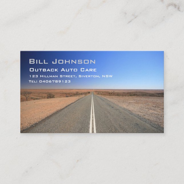 Outback Australia Road, Auto Care - Carte de visit (Devant)