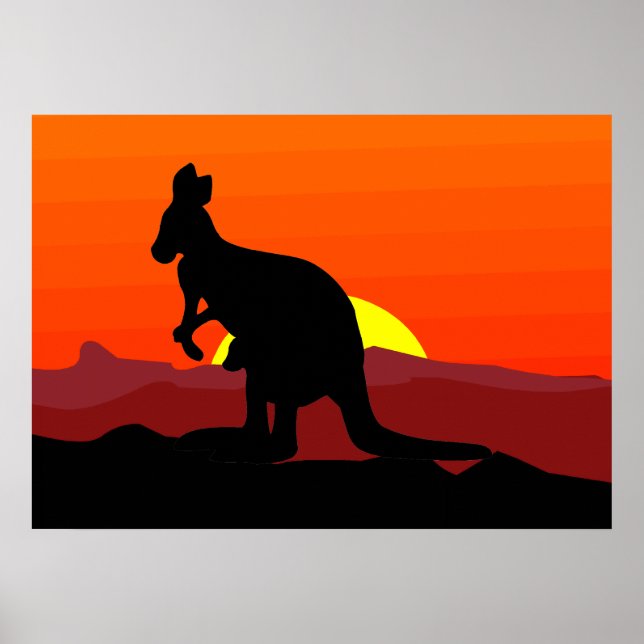 Outback Australian Kangaroo bei Sunset Poster (Vorne)