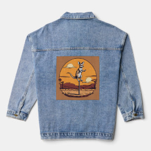 Outback Bounce - Quirky Kangaroo T - Shirt Design Jeansjacke