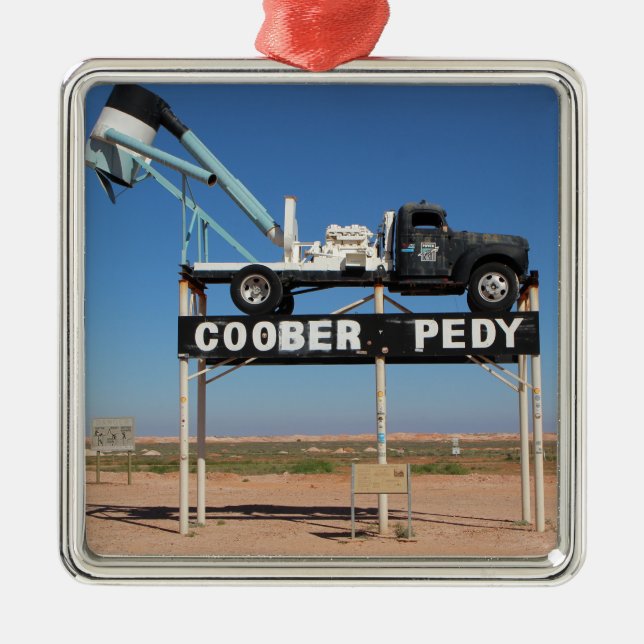 Outback Coober Pedy maßgeschneiderte Souvenir Silbernes Ornament (Vorne)