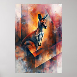 Outback Essence: Kangaroo in Abstraktion Poster