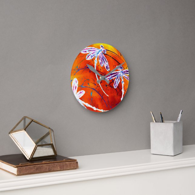 Outback Libellen-Tanz Runde Wanduhr (Büro)