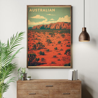 Outback Odyssey – Retro Australische Wüstenreise Poster