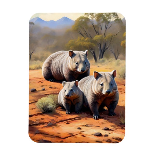 Outback Trio: Wombat Wanderers Magnet (Vertikal)