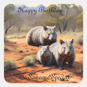 Outback Trio: Wombat Wanderers Quadratischer Aufkleber