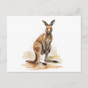 Outback Wanderer: Watercolor-Känguru Postkarte