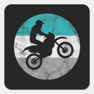 Outdoor Adventure Motorradfahrer Quadratischer Aufkleber