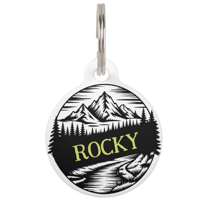 Outdoor Adventure Mountain Personalized Haustiermarke (Vorderseite)