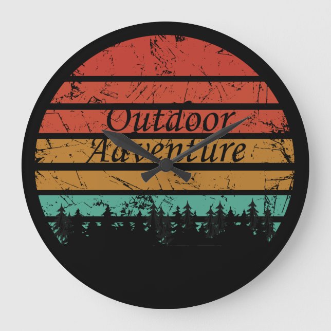 Outdoor Adventure Wander-Liebhaber Große Wanduhr (Vorderseite)