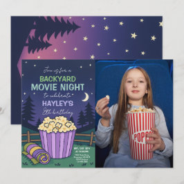 Outdoor Backyard Movie Night Birthday Foto Einladung