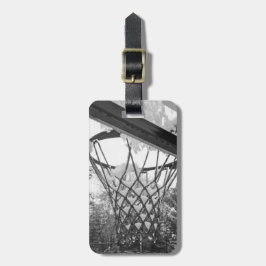 Outdoor Basketball Hoop Winterschnee Foto Gepäckanhänger