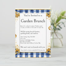 Outdoor-Brunch-Party Gold Blau Weiß Gingham Glamou