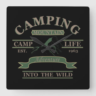 Outdoor-Camping-Camper-Leben Quadratische Wanduhr