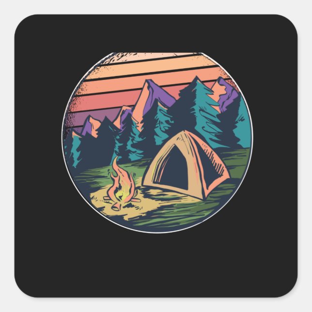 Outdoor-Camping Quadratischer Aufkleber (Vorderseite)