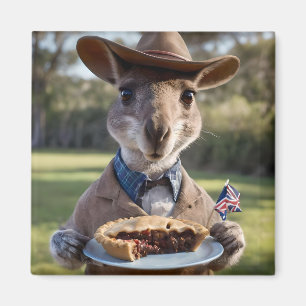 "Outdoor Delight: Ein Känguru isst Aussie Meat Pie Magnet