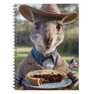 "Outdoor Delight: Ein Känguru isst Aussie Meat Pie Notizblock