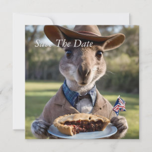 "Outdoor Delight: Ein Känguru isst Aussie Meat Pie Save The Date