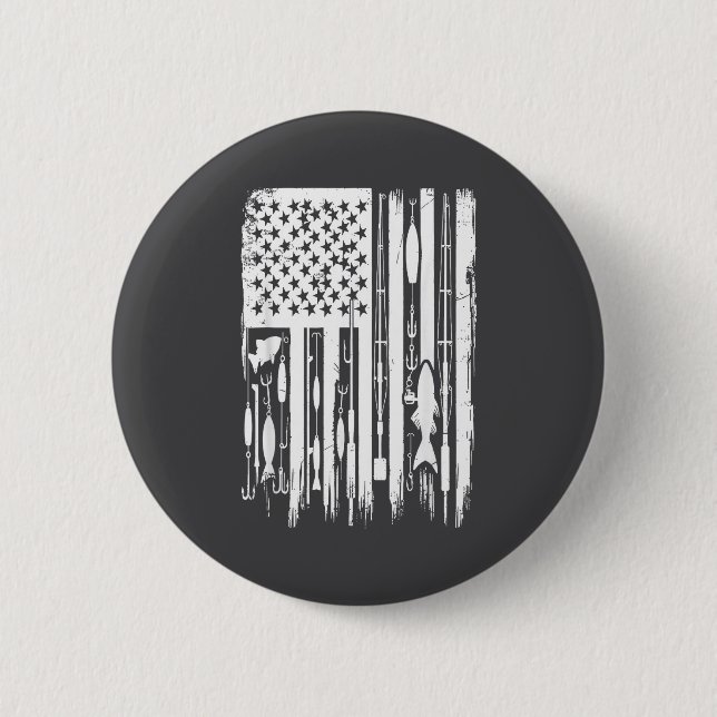 Outdoor Fishing American Flag Fisherman Fish Lover Button (Vorderseite)