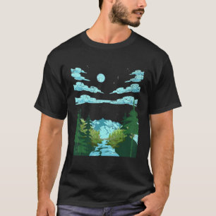 Outdoor Forest Trees Berg Wandern Vollmond Na T-Shirt