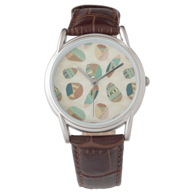Outdoor Geo Step | Aquamarines Muster Armbanduhr (Vorderseite)