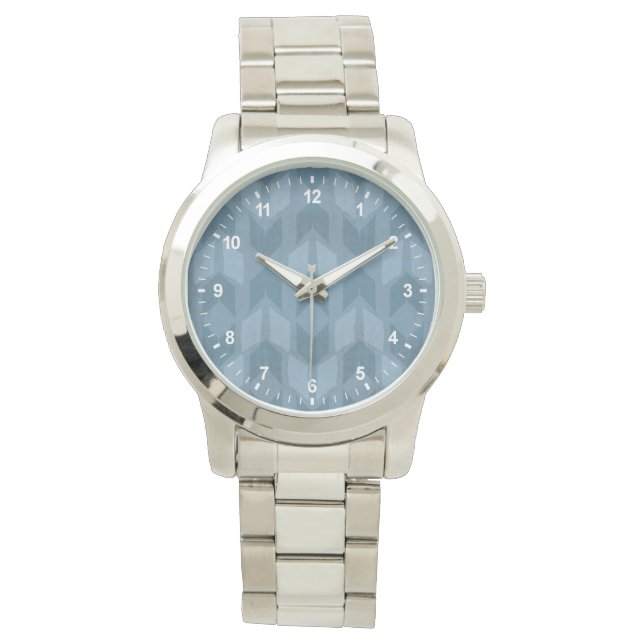 Outdoor Geo Step | Blaues Pfeilmuster Armbanduhr (Vorderseite)