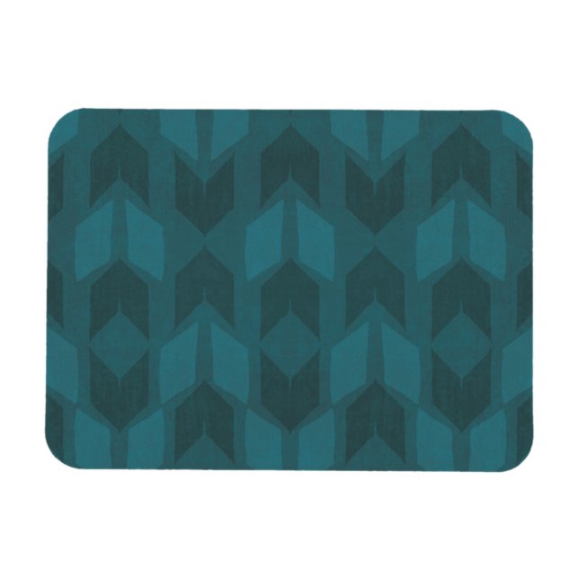 Outdoor Geo Step | Dunkles Aquamarines Muster Magnet (Horizontal)