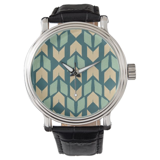 Outdoor Geo Step | Geometrisches Aquamarines Arrow Armbanduhr (Vorderseite)