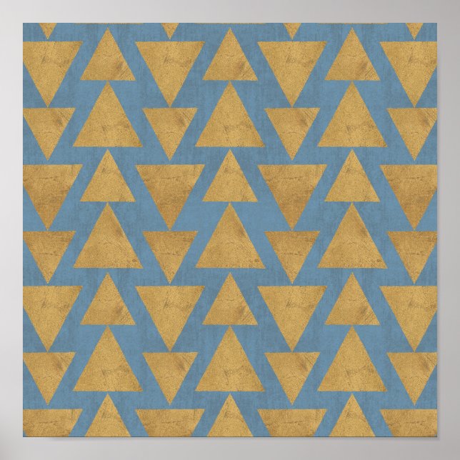Outdoor Geo Step | Gold & Blue Muster Poster (Vorne)