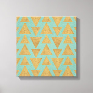 Outdoor Geo Step Gold & Teal Pattern Leinwanddruck