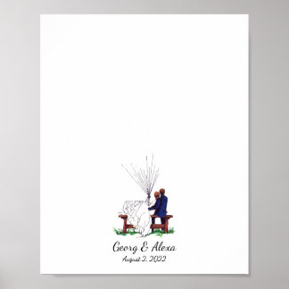 Outdoor Liebe Wedding Couple Fingerprint Guest Boo Poster