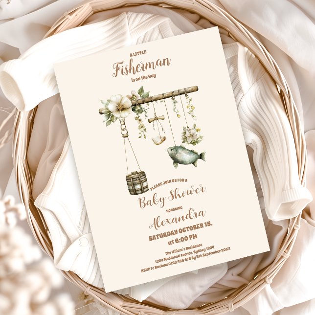 Outdoor Little Fisherman Fishing Baby Shower Einladung (Von Creator hochgeladen)