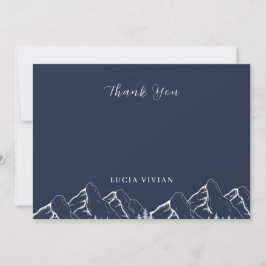 Outdoor Mountains Pine Tree Navy Blue Bridal Dankeskarte