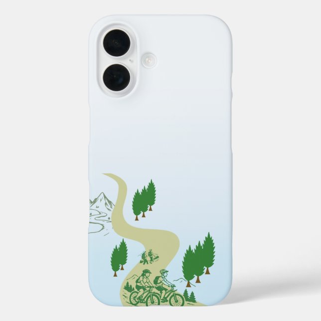 Outdoor-MTB-Fahrer-Silhouette-Design iPhone 16 Hülle (Rückseite)
