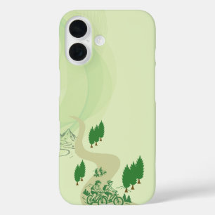 Outdoor-MTB-Fahrer-Silhouetten-Design iPhone 16 Hülle