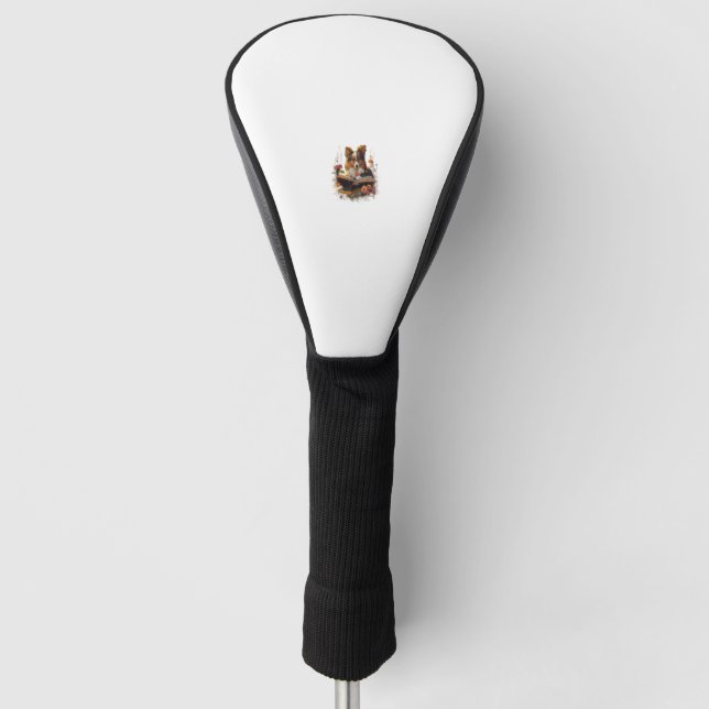 Outdoor Sheltie Dog Reading Book Golf Headcover (Vorderseite)