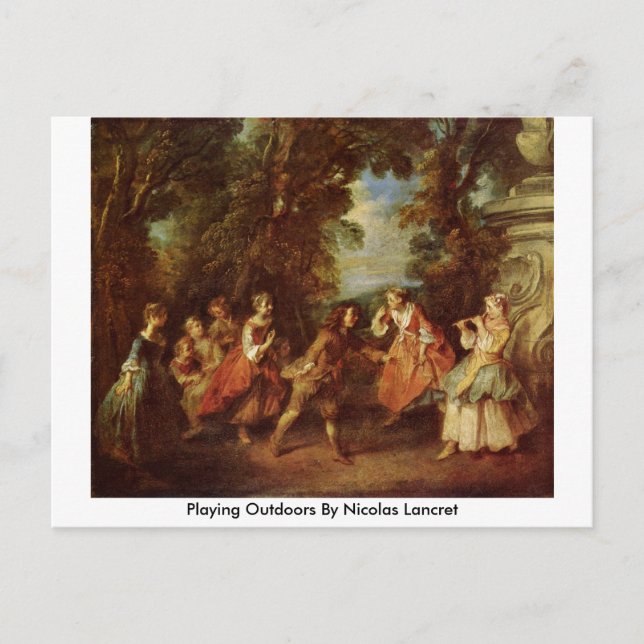 Outdoor-Spiel von Nicolas Lancret Postkarte (Vorderseite)