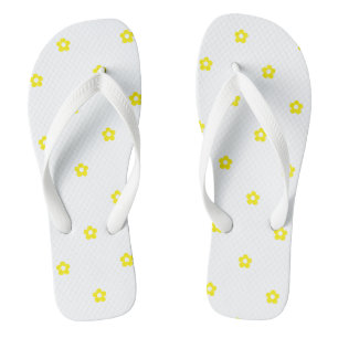 Outdoor Strand Gelbe Blumen Gedruckte Weiße Riemen Flip Flops