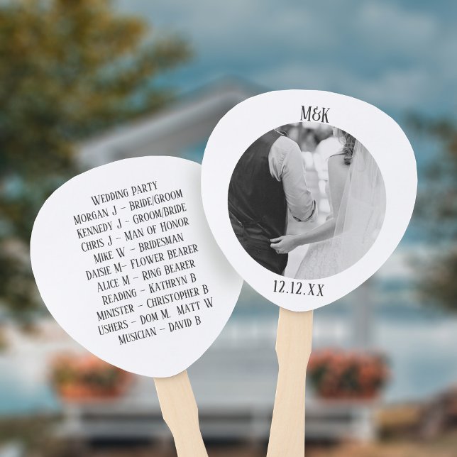 Outdoor Summer Wedding Party Programm Hand Fan Fächer (Add your photo and bridal party members to these smart wedding hand fans. Congratulations!)