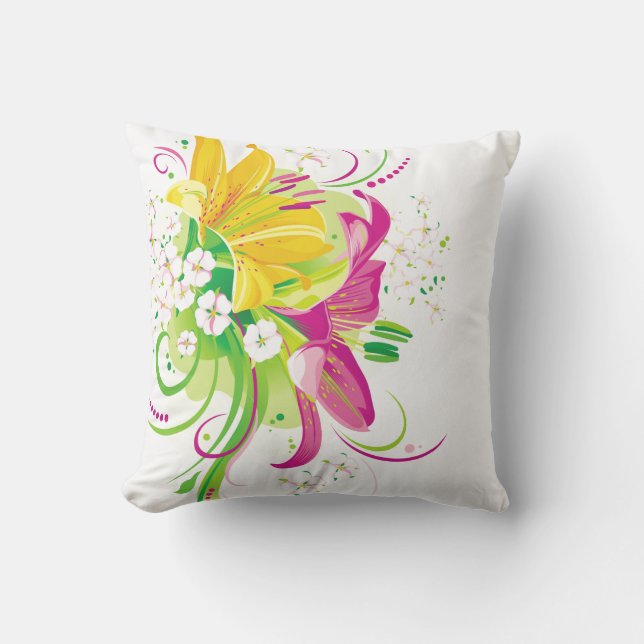Outdoor Throw Pillow-Summer-Blume Kissen (Vorderseite)