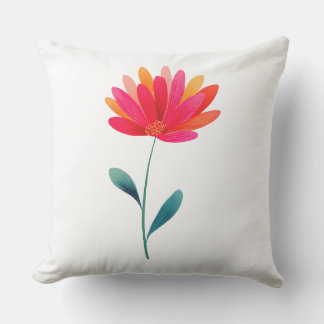 Outdoor Throw Pillow with Orange Floral Botanical  Kissen