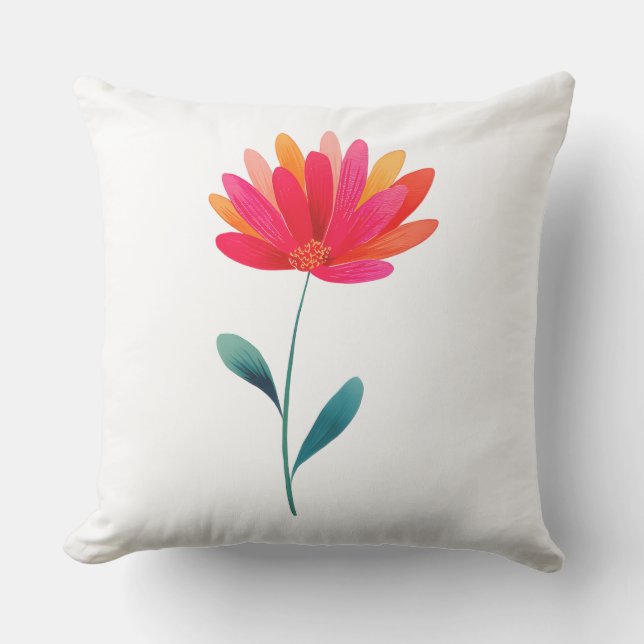 Outdoor Throw Pillow with Orange Floral Botanical  Kissen (Vorderseite)